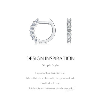 Moissanite Small Hoop Earrings 925 Sterling Silver Hollow Sparkling Ear Buckles For Women Wedding Fine Jewelry