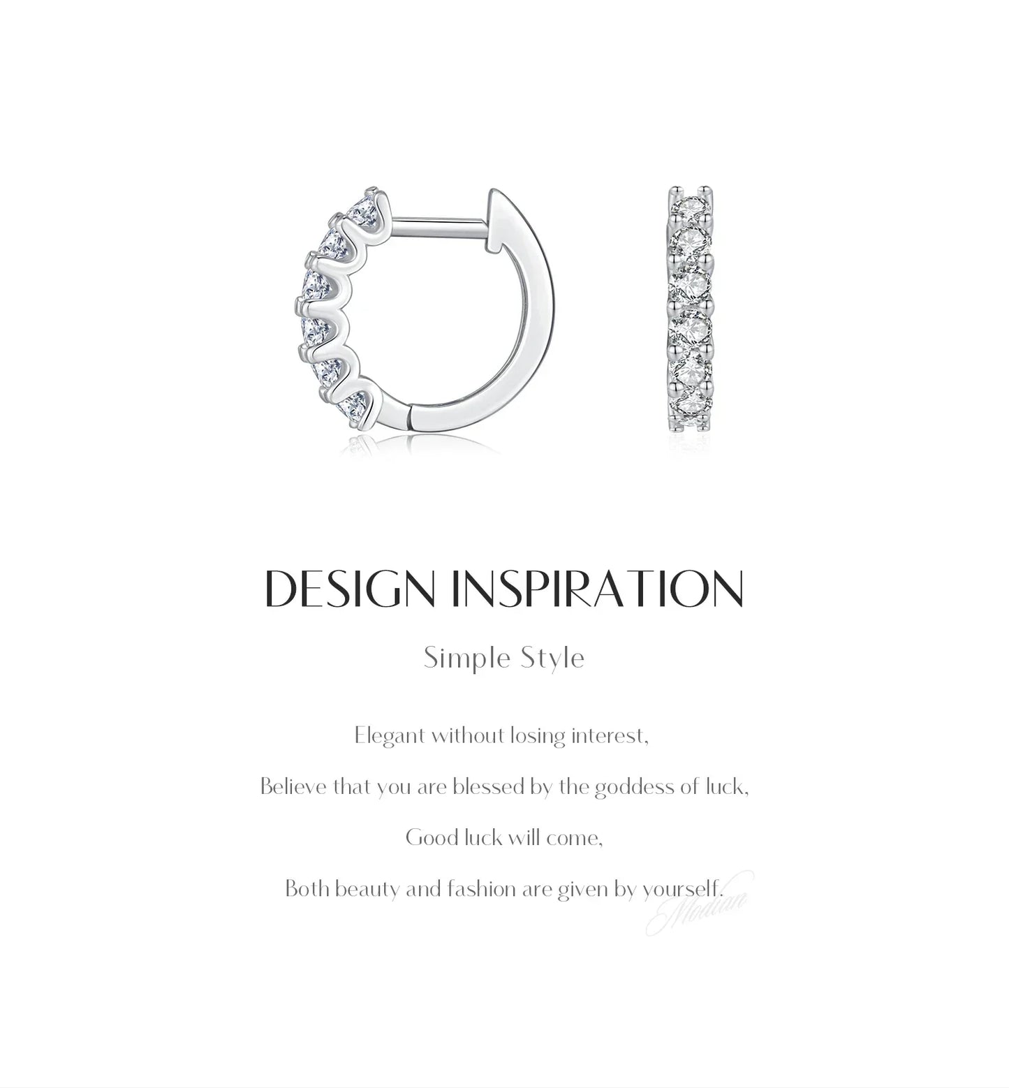 D Color Moissanite Small Hoop Earrings 925 Sterling Silver Hollow Sparkling Ear Buckles For Women Wedding Fine Jewelry