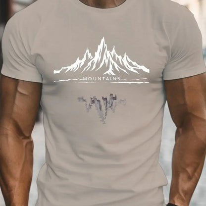 Summer New Men's Casual Short Sleeve 3D Mountain Graphic T Shirt for Men Outdoor Breathable Sports T-shirt Street Man Clothes