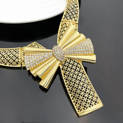 Conjunto de Joias Femininas Banhadas a Ouro 18k, Design Clássico, Colar, Brinco, Pulseira e Anel, Conjunto de 4 Peças, Joias para Festa de Casamento, Itália