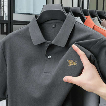 100% high-quality pure cotton men's summer polo T-shirt popular business commuting breathable cozy exquisite luxurious embroider