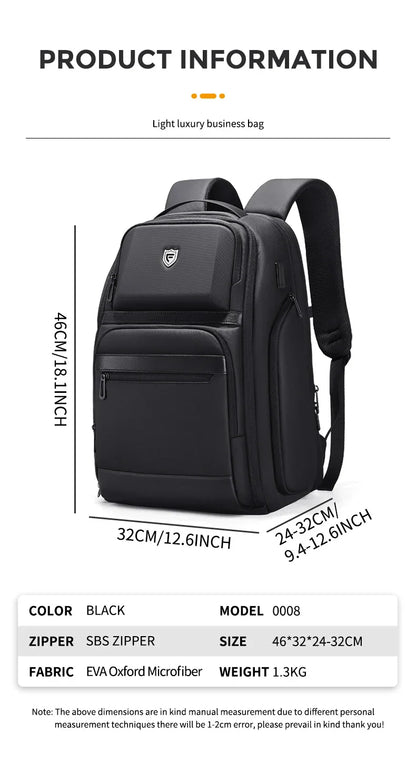 Men 36L Business Backpack USB Waterproof  Multi Pocket Backpacks Fit 17.3 Inch Laptop
