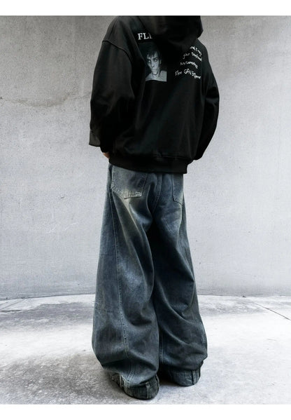 Autumn New Men's 98% Cotton Jeans American Y2k Streetwear Hole Patchwork Design Denim Pants Youth Straight Baggy Stretch Jeans