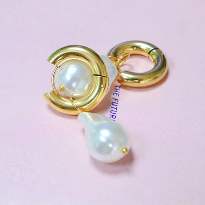 European Retro High-end Asymmetrical Pearl Earrings for Women Titanium Steel Earrings Long Earrings Sassy Earrings Non-fading