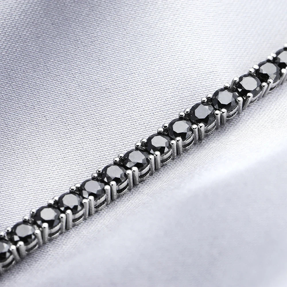 GRA Certified 3/4/5mm Full Black Moissanite Tennis Bracelet for Women Men 925 Silver Plated 18K Rose Gold Link Bracelets