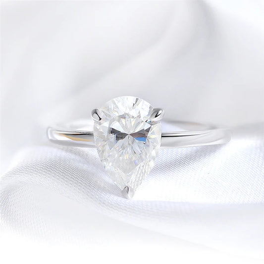 1-4CT Pear Cut Moissanite Solitaire Ring for Women Wedding Lab Diamond Band 100% 925 Sterling Silver Jewelry Wholesale