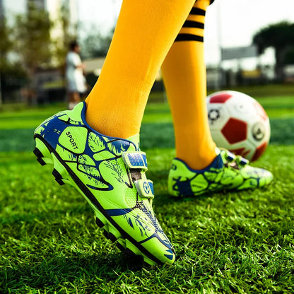 Kids Soccer Shoes HOOK&LOOP Football Sports Shoes Boy Outdoor Non-Slip Training Shoes Child Lightweight Children's Soccer Cleats