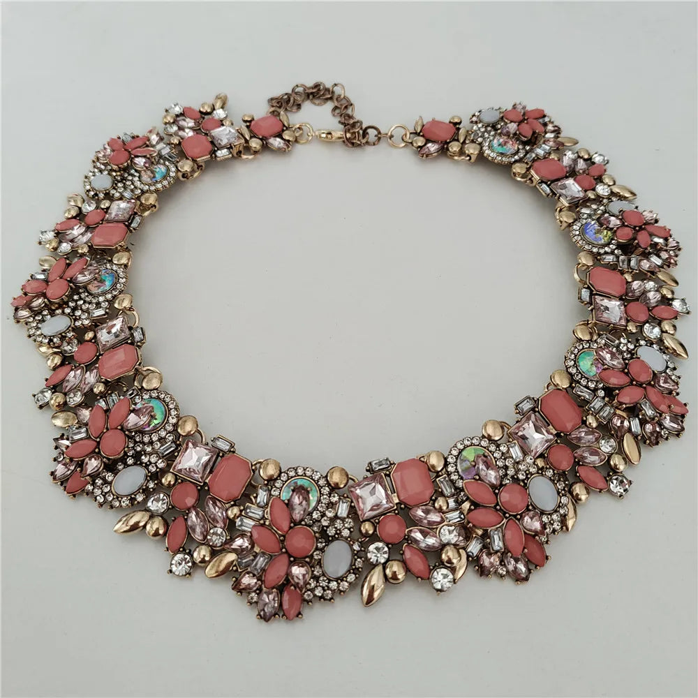 2025 New Fashion Crystal Rhinestones Large Collar Choker Necklace Earrings Women Jewelry Sets Indian Statement Wedding Necklace