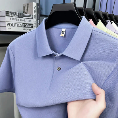 Classic Men Short Sleeve Polo Shirt 100% Mercerized Cotton Breathable Summer Golf Business Casual Athletic Tops