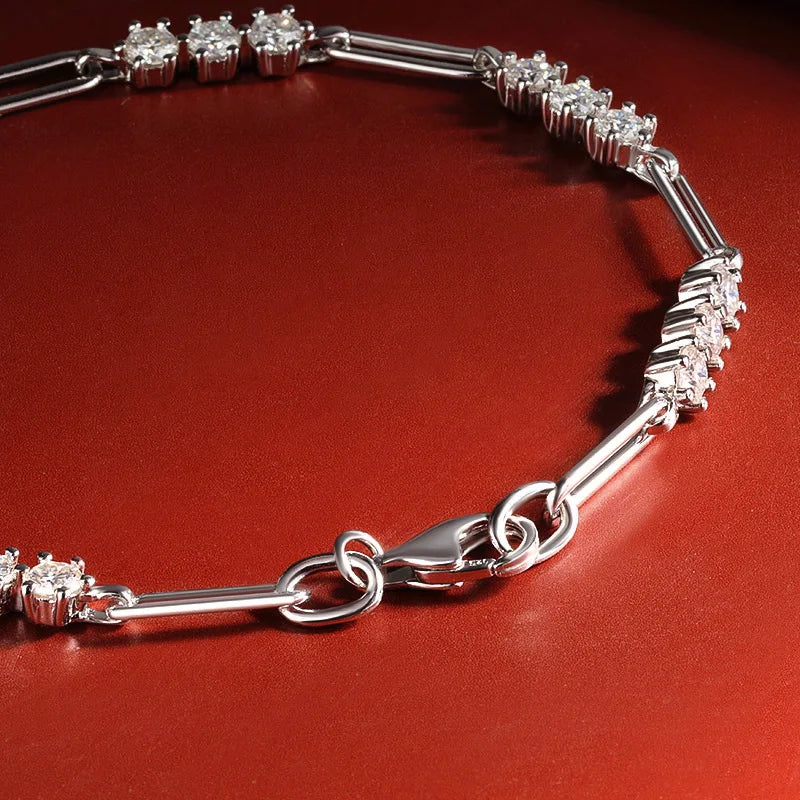 3mm Full Moissanite Bracelet S925 Silver Plated 18K Gold Bracelets For Women Wedding Sparkling Party Fine Jewelry Gift