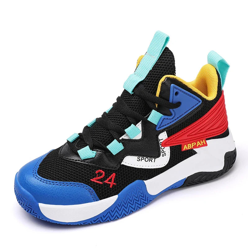 Children Basketball Shoes for Boys Girls Kids Teenagers Breathable Non-slip Lace Up Indoor Outdoor Training Sneakers Tennis Shoe
