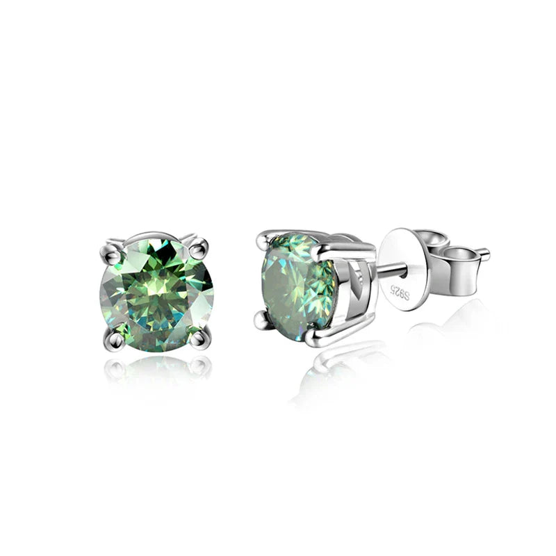0.5/1/2 CT Real D VVS1 White Black Green Moissanite 100% 925 Sterling Silver Stud Earrings Sparking Fine Jewelry For Women