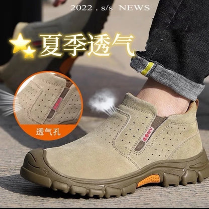 Anti Smashing Plastic Steel Toe Insulated Shoes, Breathable Suede Leather, All Season Anti Scalding Welding Shoes
