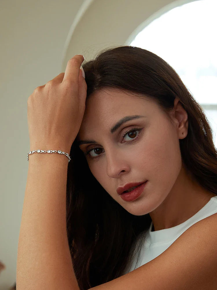 Luxury Rose Gold Color Chain Link Bracelet for Women Ladies Shining AAA Cubic Zircon Crystal Jewelry JIB013