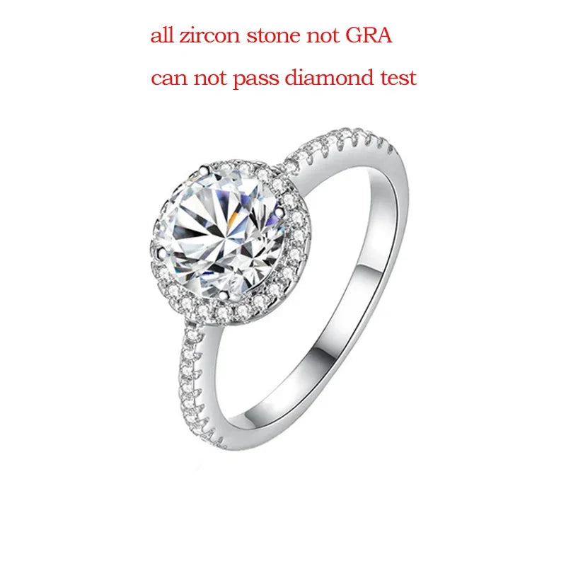 0.3-3CT D Color 100% Real Moissanite Rings for Women Round Sparkling Simulated Diamond Band S925 Sterling Silver Jewelry