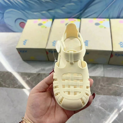 Boys Girls' Solid Color Casual Baotou Roman Sandals Baby Kids Jelly Beach Shoes Children's Soft Sole Non-slip Sandals SO125