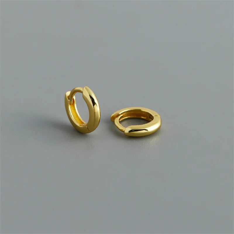 925 Sterling Silver Simple Matte Bohemian Round Ear Buckle for Women Punk Unisex Rock Hoop Earring Jewelry Accessories