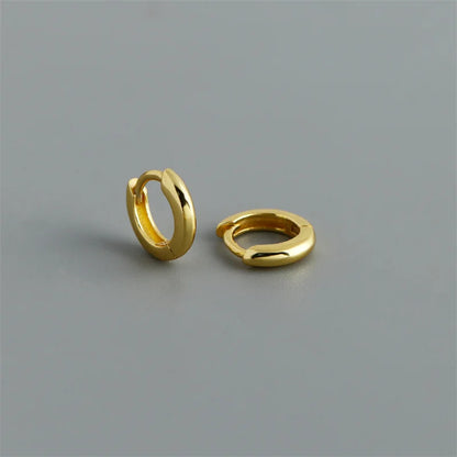 925 Sterling Silver Simple Matte Bohemian Round Ear Buckle for Women Punk Unisex Rock Hoop Earring Jewelry Accessories