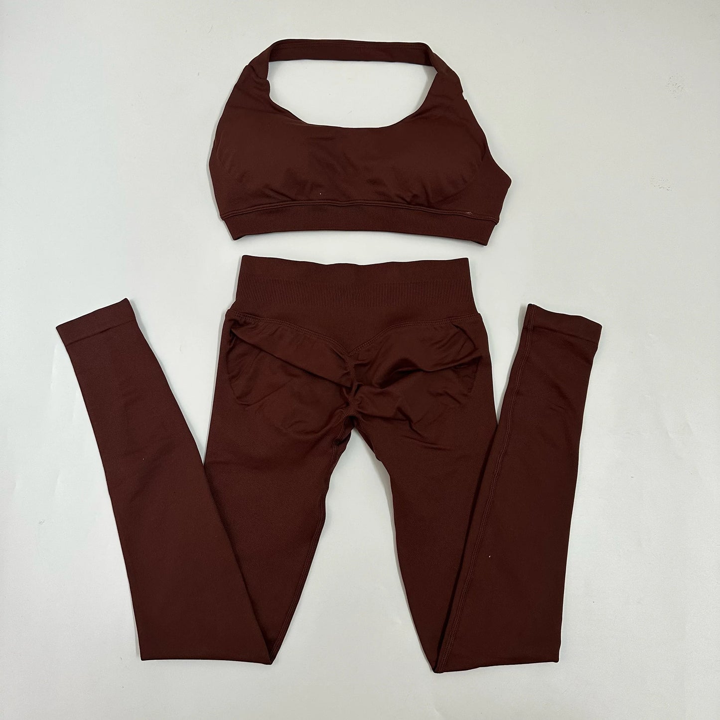 Yoga Leggings Set Women Seamless Yoga Set High Waist Scrunch Butt Legging With Halter Sports Bra Workout Gym Suit