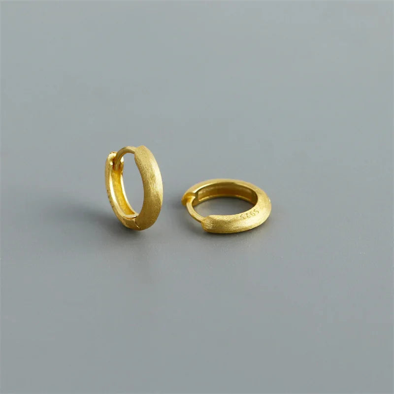 925 Sterling Silver Minimalist Matte Gothic Unisex Huggies Ear Hoop Earrings for Women Men Piercing Ear Buckle Jewelry
