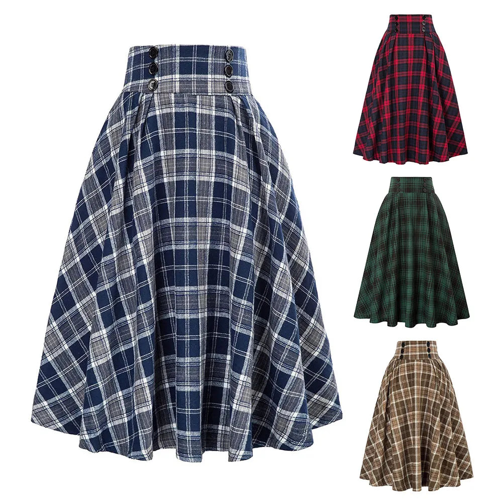 High Quality Widely Applicable Affordable Skirt Women Skirt High Waist Elegant Ladies Loose Dress Women Tartan Check Plaid