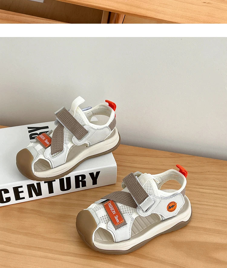 2026 Summer Kids Sandals for Boys Anti-slippery Sole Toddler Beach Shoes Hook&loop Baby Boys First Walkers Barefoot Casual Wear