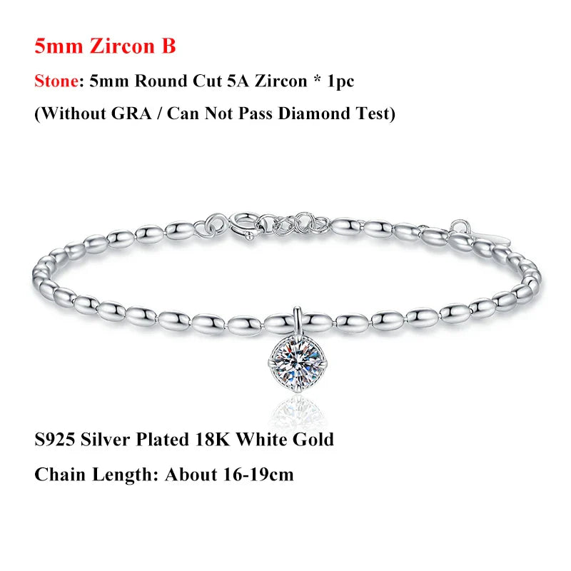 Lucky Clover GRA Certified 0.4cttw Moissanite Diamond Link Bracelet for Women 925 Silver Hand Chain Adjustable Bracelets