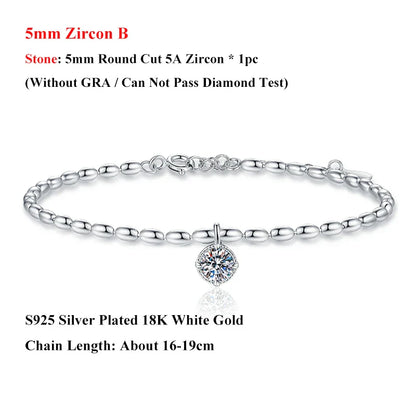 Lucky Clover GRA Certified 0.4cttw Moissanite Diamond Link Bracelet for Women 925 Silver Hand Chain Adjustable Bracelets