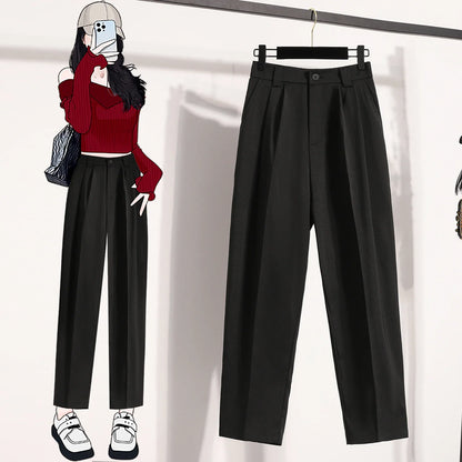 High Waist Suit Pants Women Gray Or Black Casual Trousers