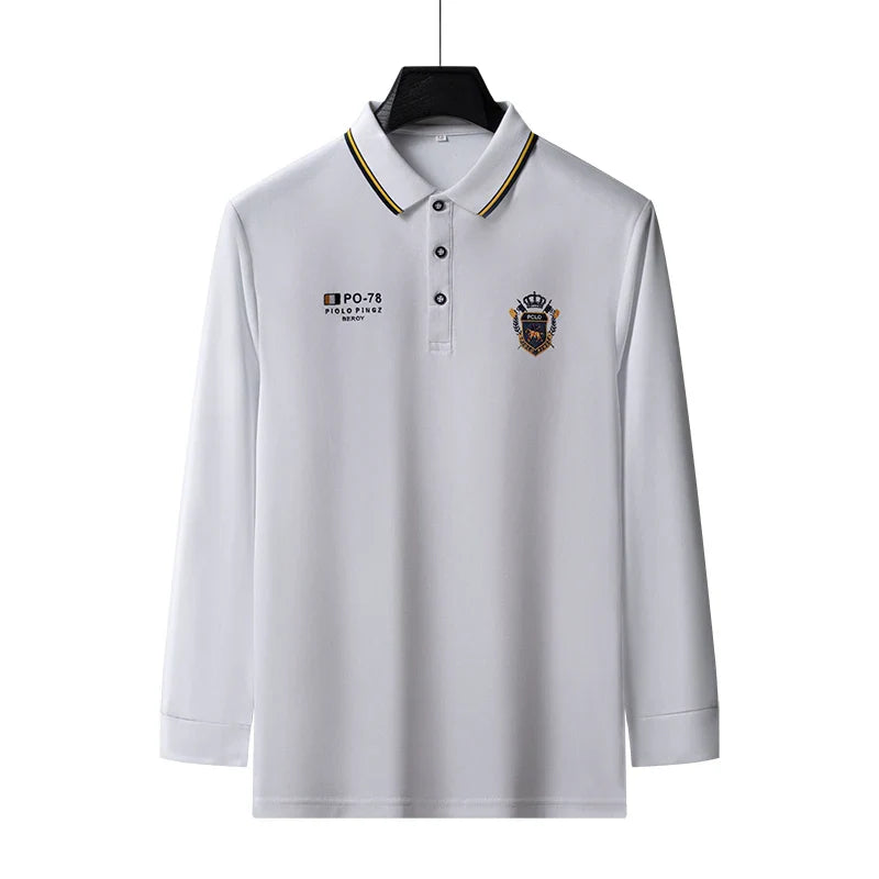 Designer Quality Men's Polo Shirt Lapel Long Sleeve T-Shirt Autumn New Badge Horse Embroid Fashion Business Casual Menswear Top