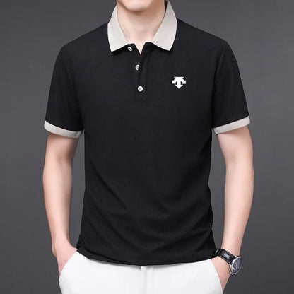 New Designer Original Men's Polo Shirt New Collar Luxury Printed Short Sleeved Casual Business T-shirt Comfortable Men's Wear