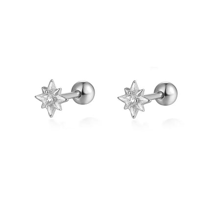 925 Sterling Silver Fashion Love Butterfly Romantic Star Crown Screw Stud Earrings for Women Ear Bone Piercing Jewelry
