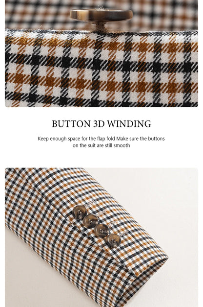 Fashionable Plaid suit High-end Brand Business Slim Fit Casual Party Dress Male Groom Wedding Blazers Double Breasted