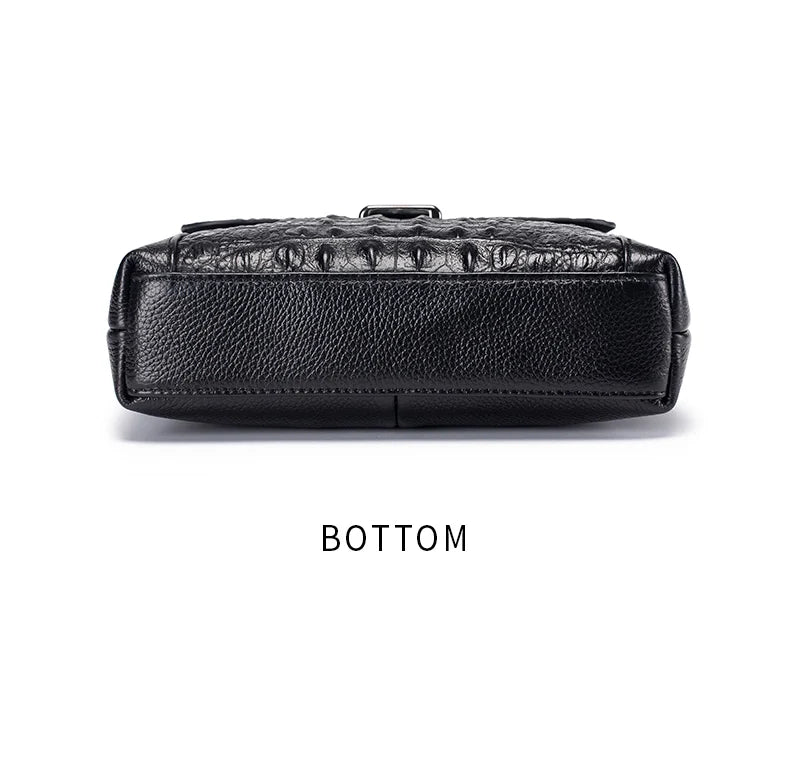 Genuine Leather Men's Crocodile Pattern Shoulder Bag Fashion Men Messenger Chest Bag Vintage Crossbody Travel Bag