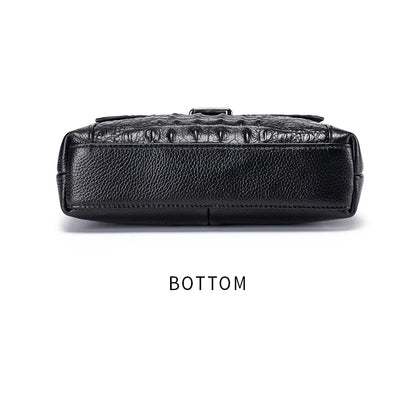 Genuine Leather Men's Crocodile Pattern Shoulder Bag Fashion Men Messenger Chest Bag Vintage Crossbody Travel Bag