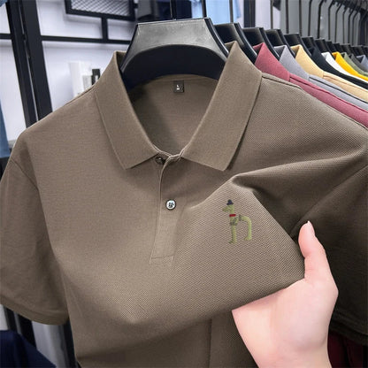 100Cotton High Quality Men's Polo Shirt Breathe Solid Color Soft Dog Print Short Sleeve Summer Lapel T-Shirt Business Menswear