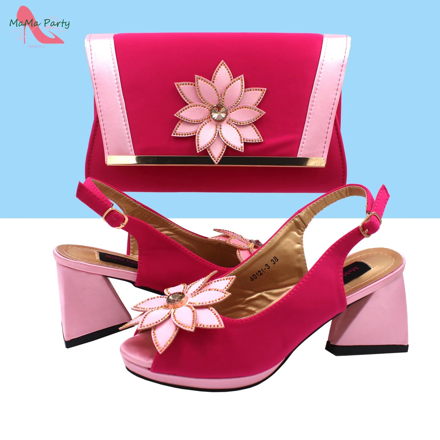 Design Italian Women Shoes and Bag Set in Green Color High Quality Comfortable Heels with Appliques for Wedding