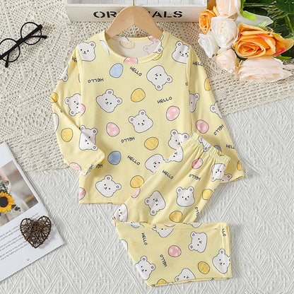 2-piece Summer Children's Comfortable And Versatile Cute Short sleeved Shorts Set For Boys And Girls Casual Home And Outdoor Set