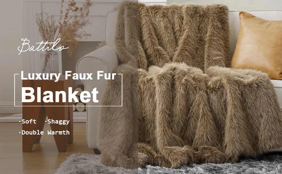 Fluffy Soft Blankets Luxury Fur blanket for Bed Sofa Mink Faux Fur Throw and Blankets Large Warm Blanket for Home Decor