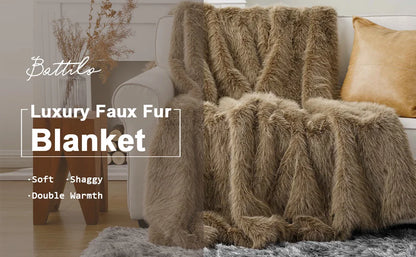 Fluffy Soft Blankets Luxury Fur blanket for Bed Sofa Mink Faux Fur Throw and Blankets Large Warm Blanket for Home Decor