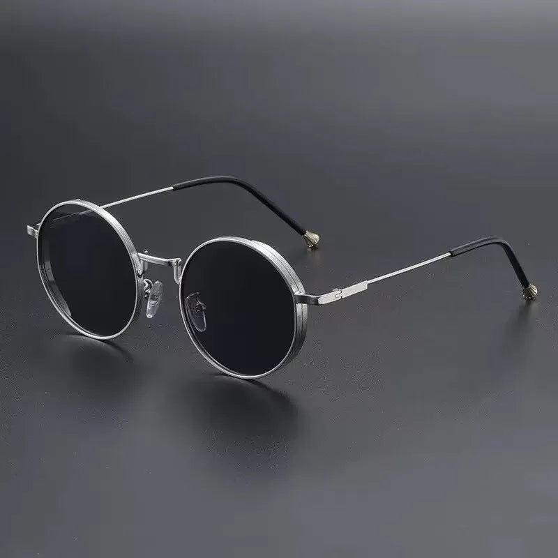 Personality Metal Round Myopia Sunglasses Driving Riding Outdoor UV400 Resistant Party Gatherings Eyeglasses 0 TO -4.0