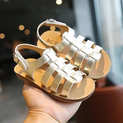1-6 Years Children Summer Outdoor Beach Shoes Girls Princess Knitted Open Toed Sandals Gold, Silver, Black
