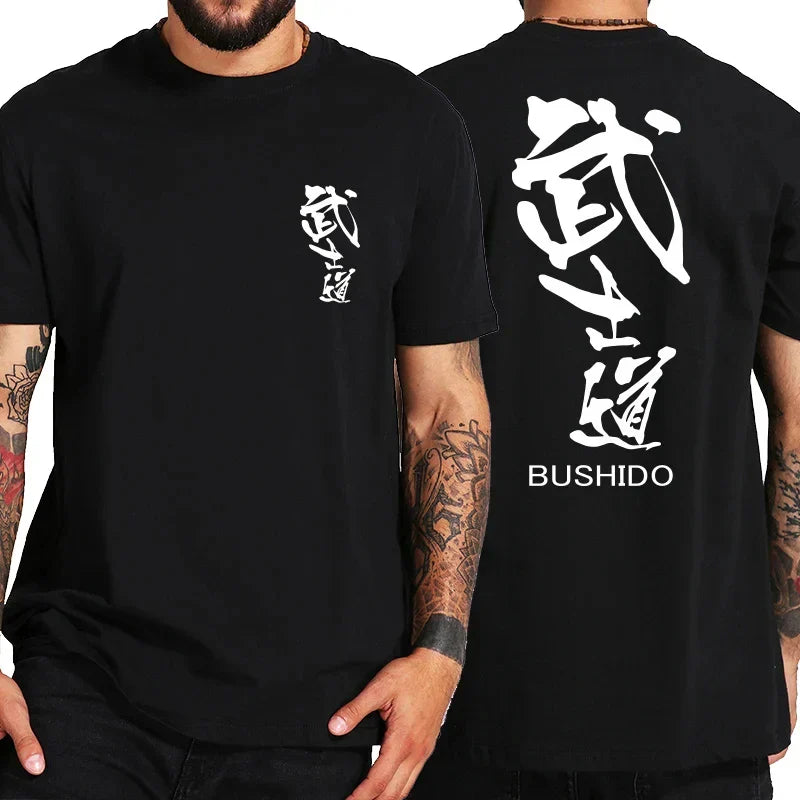 T Shirt Cool Japanese Front Back Print 100% Cotton EU Size New Design Chinese Culture Tshirt 42841