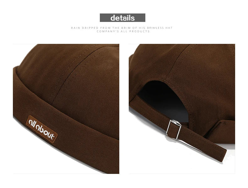 Letter Embroidery Docker Cap Without Visor Brimless Caps Solid Colors Retro Beanie Hat Adjustable Hip Hop Fashion Street