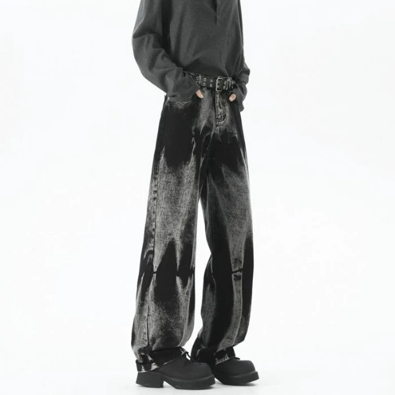 Autumn Men's Baggy Wide Leg Men's Jeans High Street Style Dyed Denim Casual Straight Neutral Wind Baggy Jeans Fashion Versatile