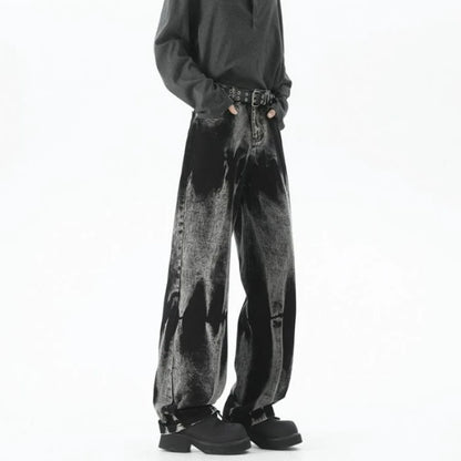 Autumn Men's Baggy Wide Leg Men's Jeans High Street Style Dyed Denim Casual Straight Neutral Wind Baggy Jeans Fashion Versatile