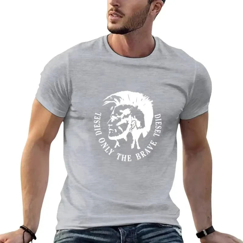 2025 New Men's Cotton T-shirt Comfortable Round Neck Print Large Size Top Unisex Clothing Harajuku Retro Casual Street Wear