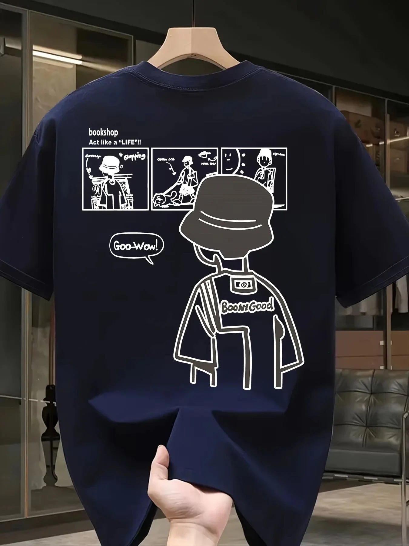 2026 summer Men'S 100% Cotton T-Shirt  Casual Short-SleeveRound Neck Retro comic style Versatile for Loose Y2K Harajuku shirt