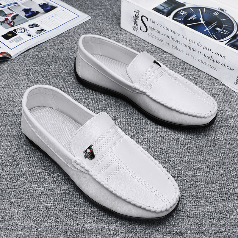 New White Black Leather Men Casual Shoes Luxury Brand Formal Dress Shoes Designer Men Loafers Breathable Slip on Driving Shoes