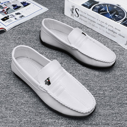 New White Black Leather Men Casual Shoes Luxury Brand Formal Dress Shoes Designer Men Loafers Breathable Slip on Driving Shoes
